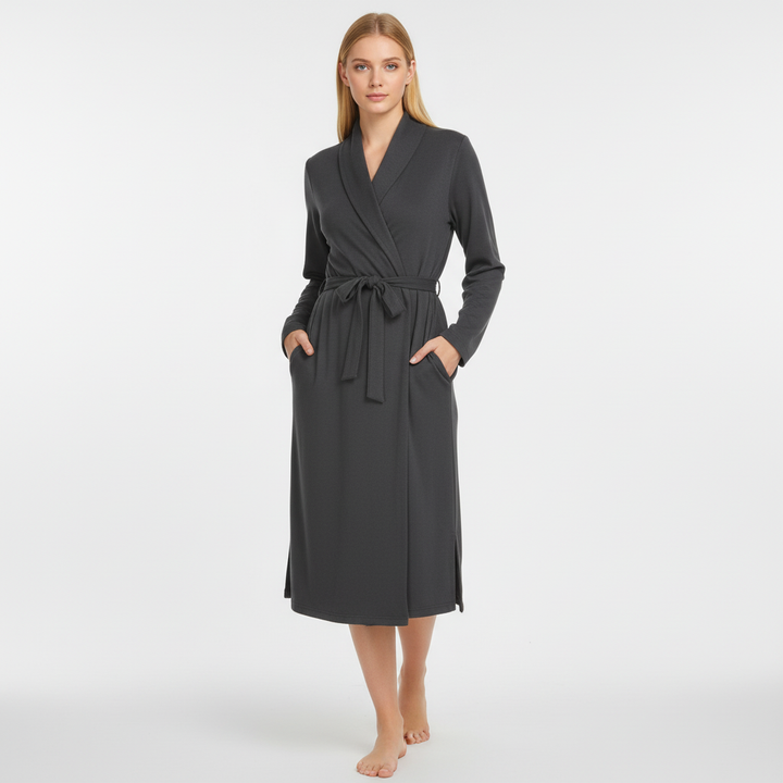 Soft cotton terry robe for women, designed for comfort and quick-drying after a shower or spa