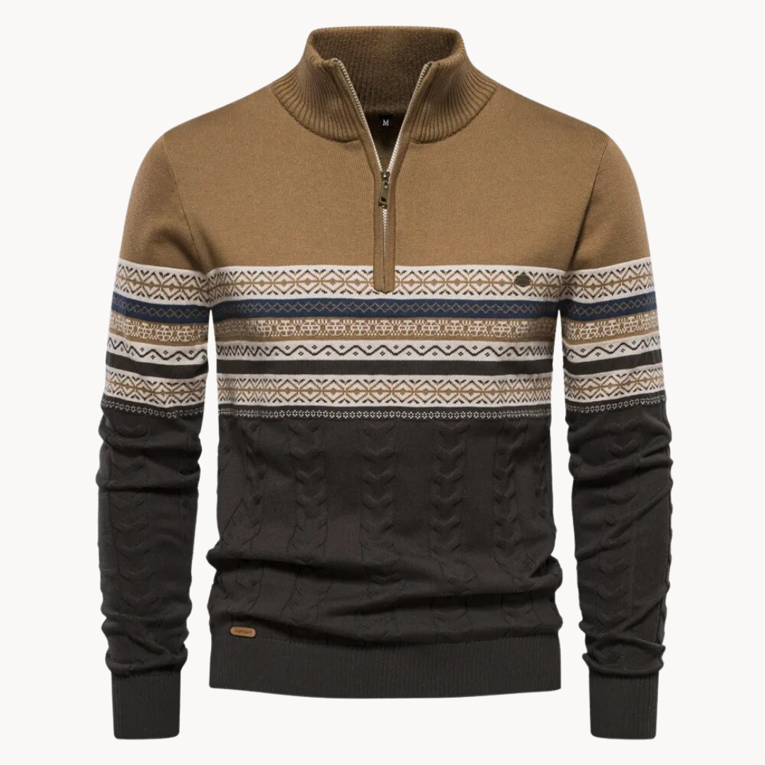 Cozy Women's Soho Pullover Zip Sweater, a warm long-sleeve knit top for stylish fall and winter fashion.
