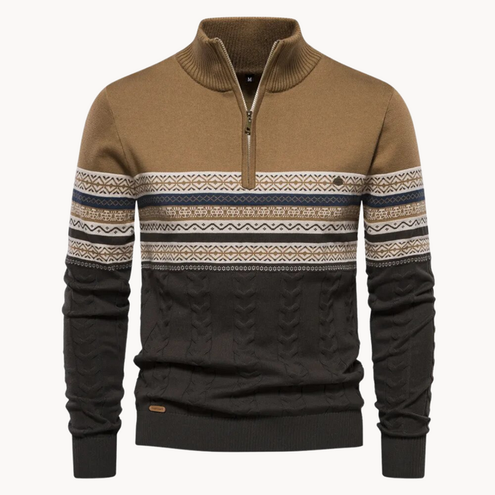 Cozy Women's Soho Pullover Zip Sweater, a warm long-sleeve knit top for stylish fall and winter fashion.
