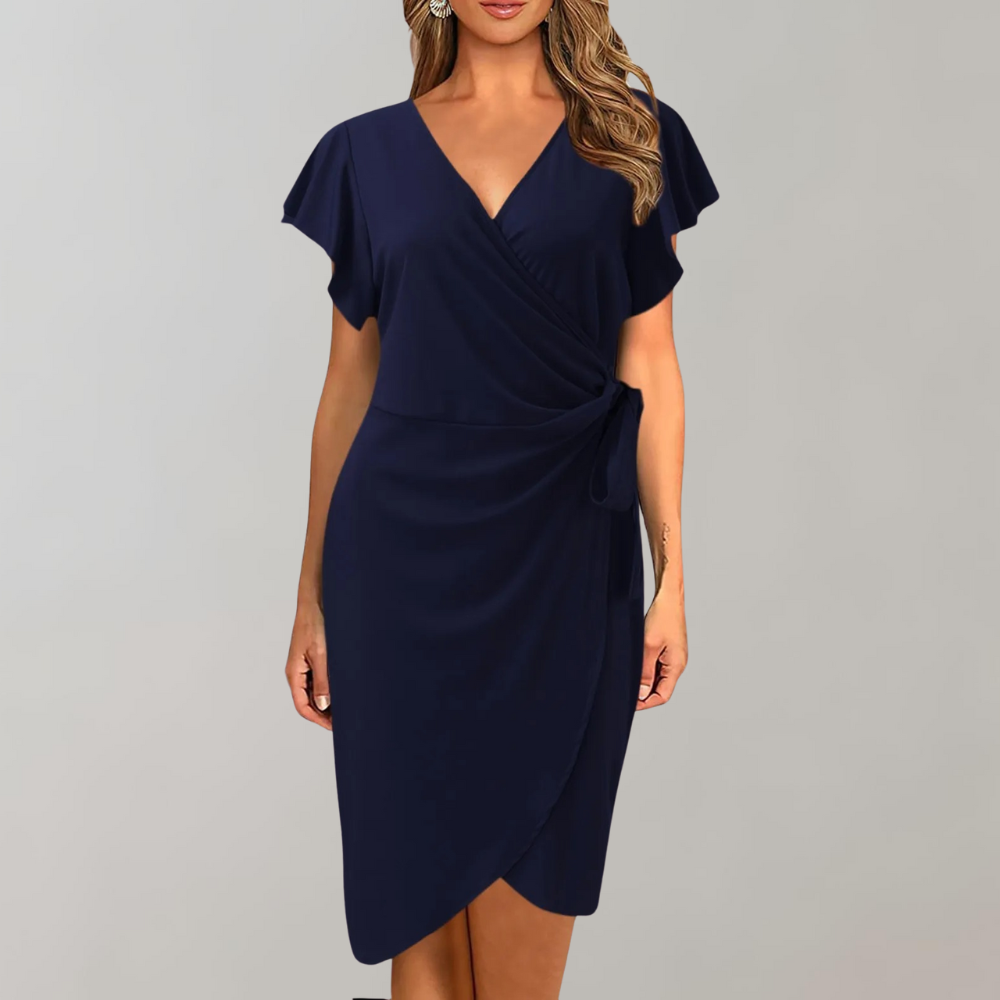 Stylish women's summer midi dress, Solène polyester blend, flattering and versatile fashion