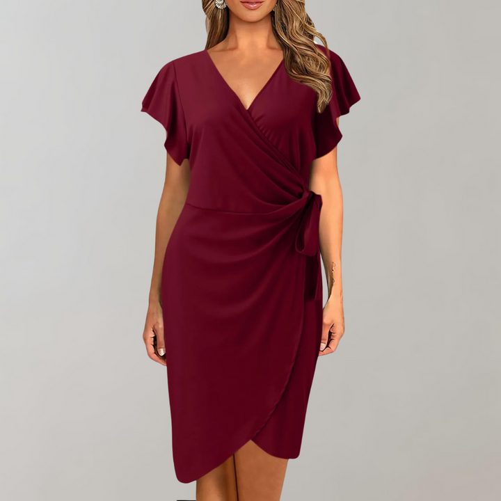 Solène elegant stretch midi dress for women, ideal summer casual and versatile attire