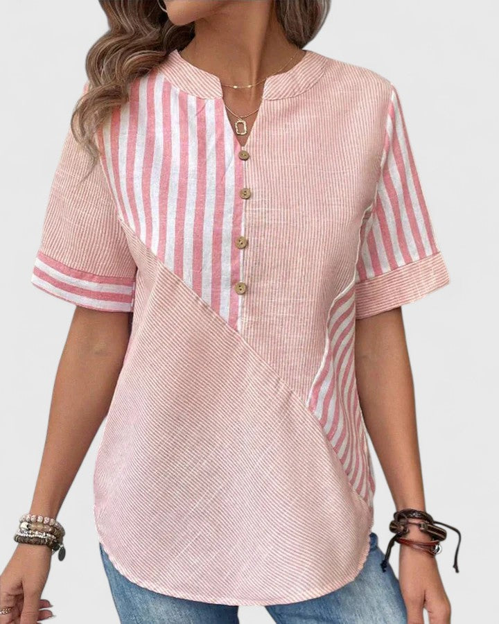 Green striped blouse for women, an effortless sophisticated top perfect for work wear and everyday style.