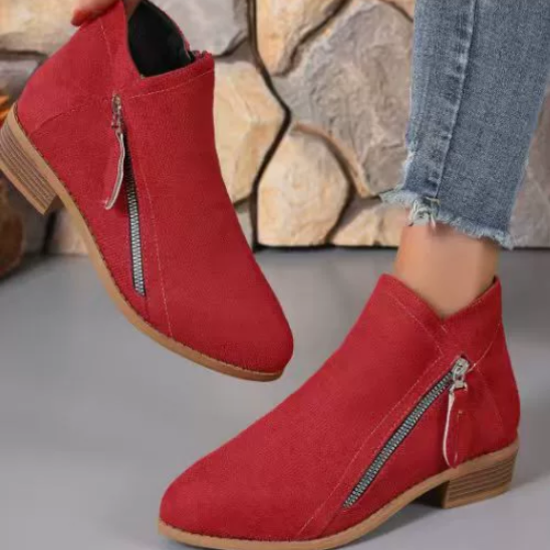 Sophisticated waterproof zipper ankle boots for women, providing ultimate comfort.