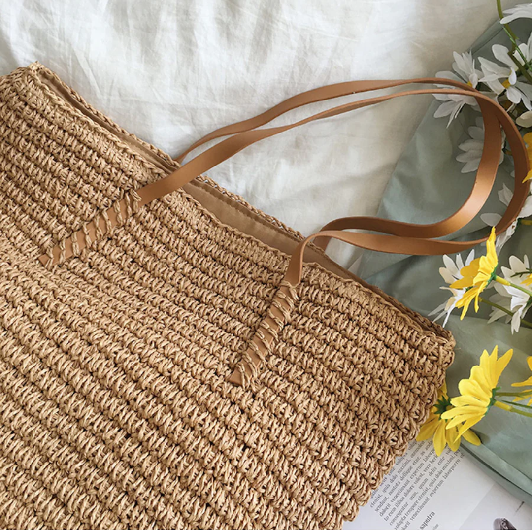 TerraWoven women's spacious shoulder bag, perfect for daily carry. Elegant woven design & practical.