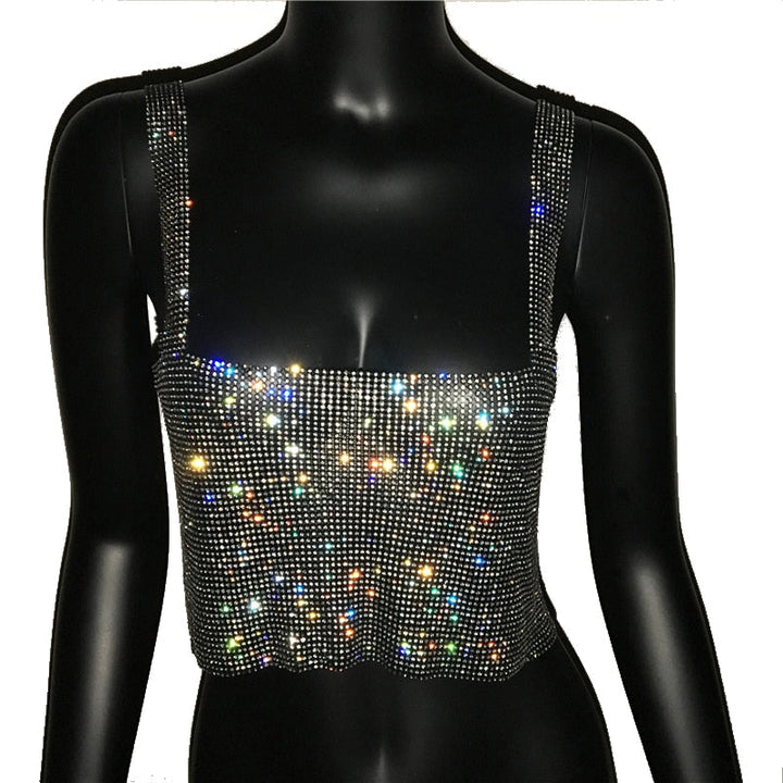 Dazzling sequin crop top for women, a stylish clubwear statement piece for your next night out.