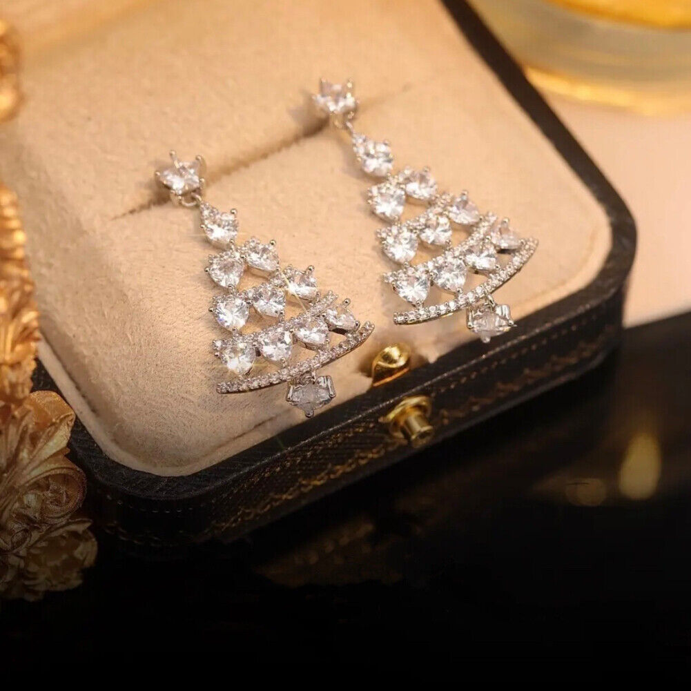 Festive sparkling Christmas tree earrings for women, a charming holiday accessory gift idea.