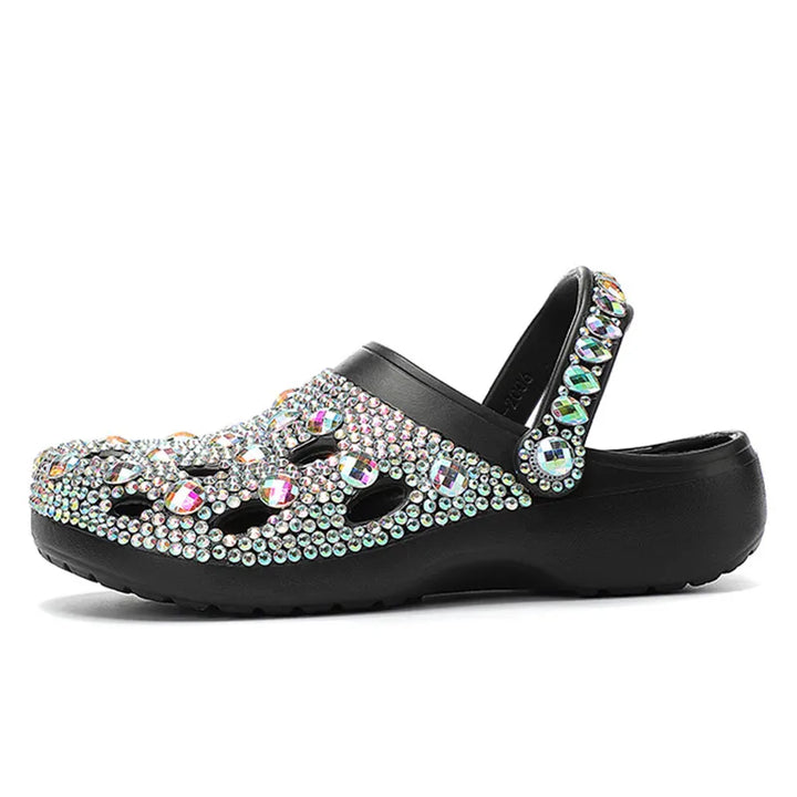 Stylish women's EVA slippers with crystal embellishments, perfect summer footwear