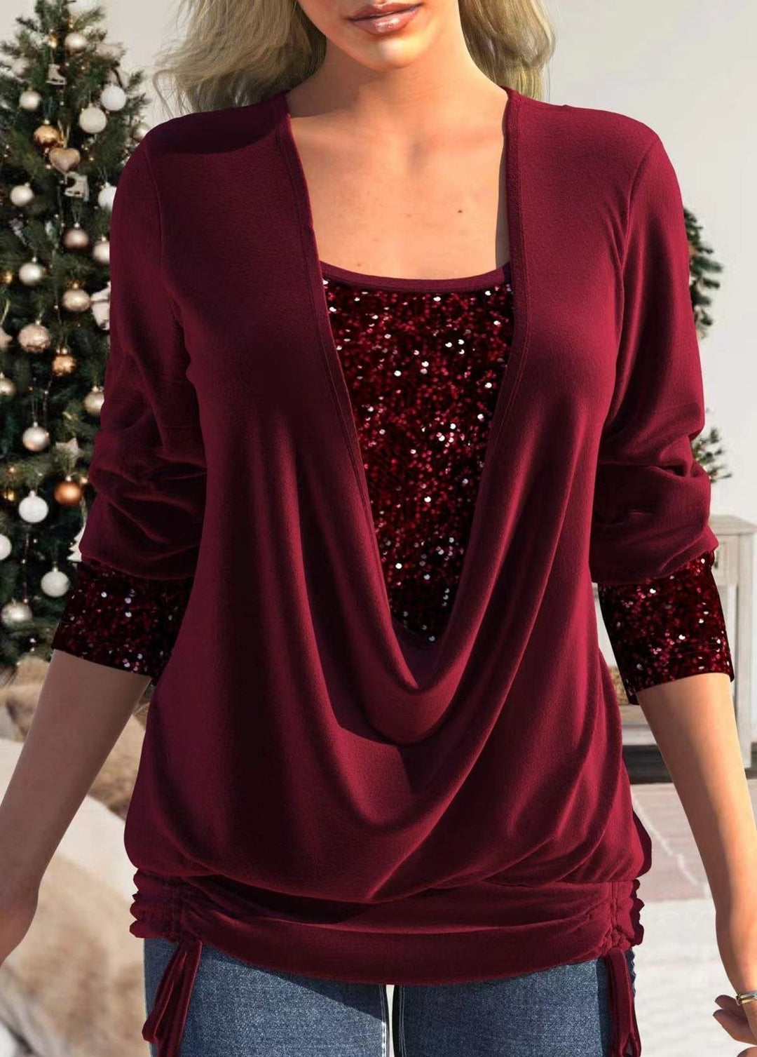 Women's sparkling glamour top, an elegant and comfortable glitter blouse for evening wear & parties.
