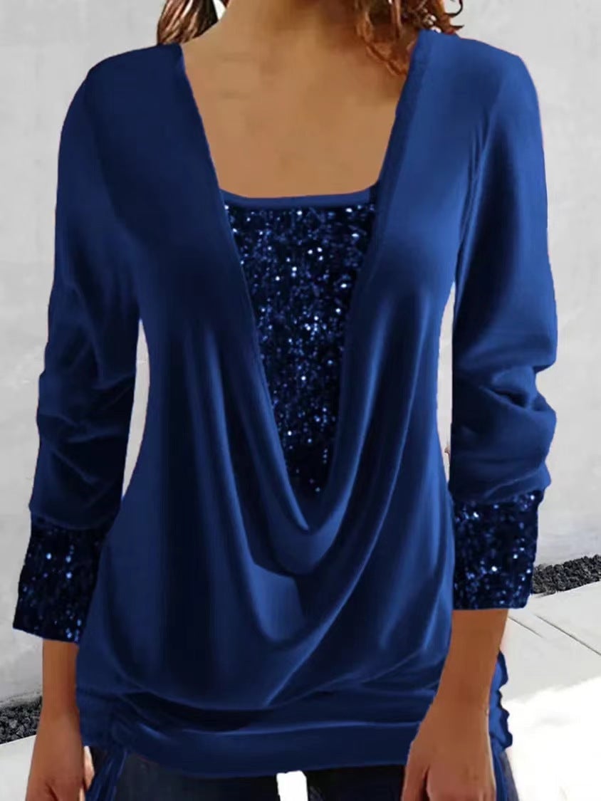 Fashionable women's sparkle top, a comfortable and stylish choice for any party or evening wear ensemble.