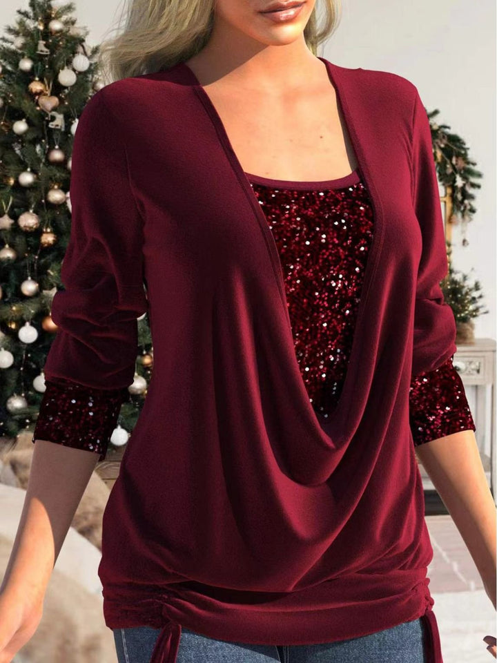 Elegant women's glitter blouse for a dazzling look. This comfortable party top is perfect for special events.