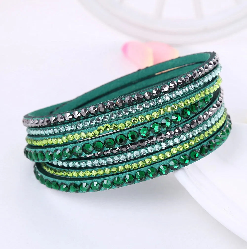 Dazzling women's layered rhinestone wrap bracelet, adds sparkle to any outfit.
