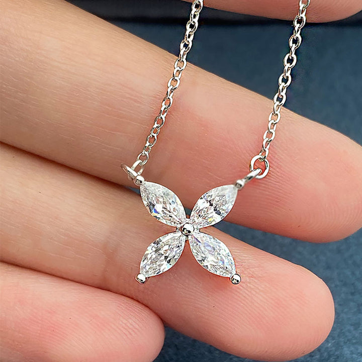 Sparkling moissanite eye necklace for women. Elegant gemstone pendant, full cut and brilliant fine jewelry.