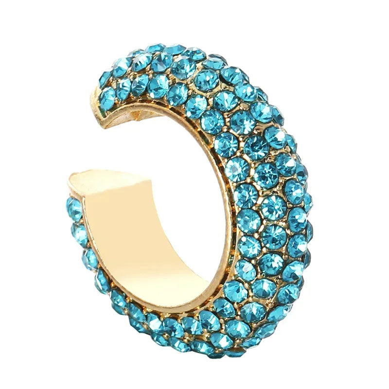 Women's sparkling crystal pavé ear cuff, easy to wear accessory, trendy jewelry.