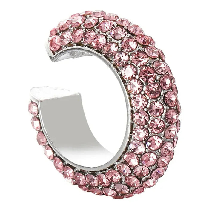 Women's trendy ear cuff, sparkling pavé crystals, no piercing, a modern accessory.