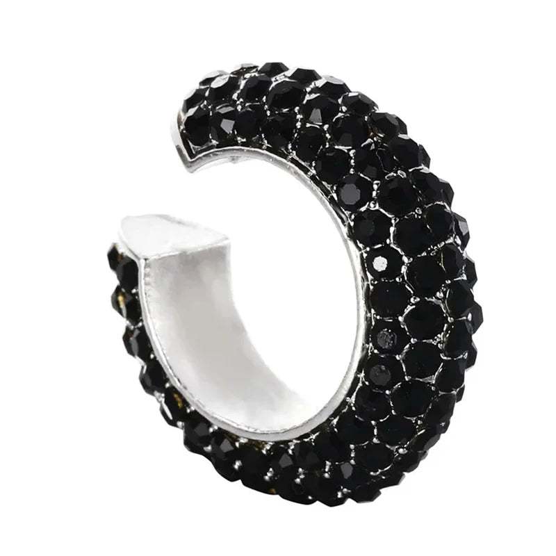 Sparkling pavé crystal ear cuff, women's no-piercing fashion, a dazzling jewelry piece.