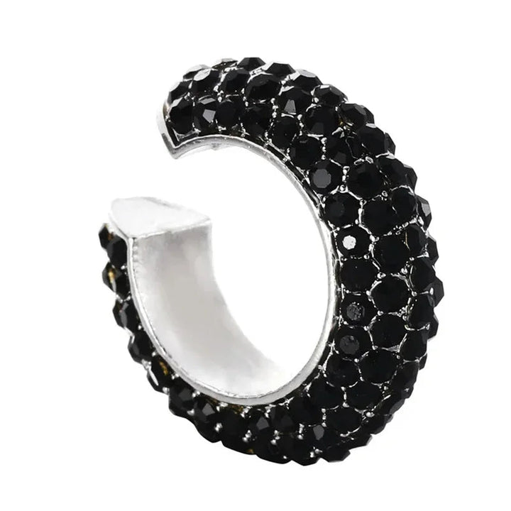Sparkling pavé crystal ear cuff, women's no-piercing fashion, a dazzling jewelry piece.