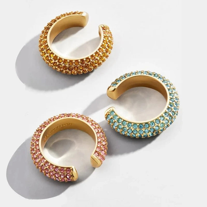 Stylish women's ear cuff featuring sparkling pavé crystals, a chic fashion statement.