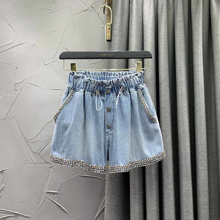 Shimmering rhinestone women's shorts, a trendy and glamorous bottom for any party or fashion event.