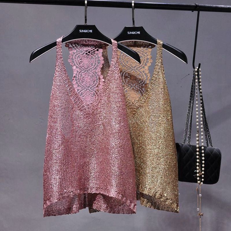 Women's sparkling sequin glamour top, perfect for dazzling party wear or special occasions.
