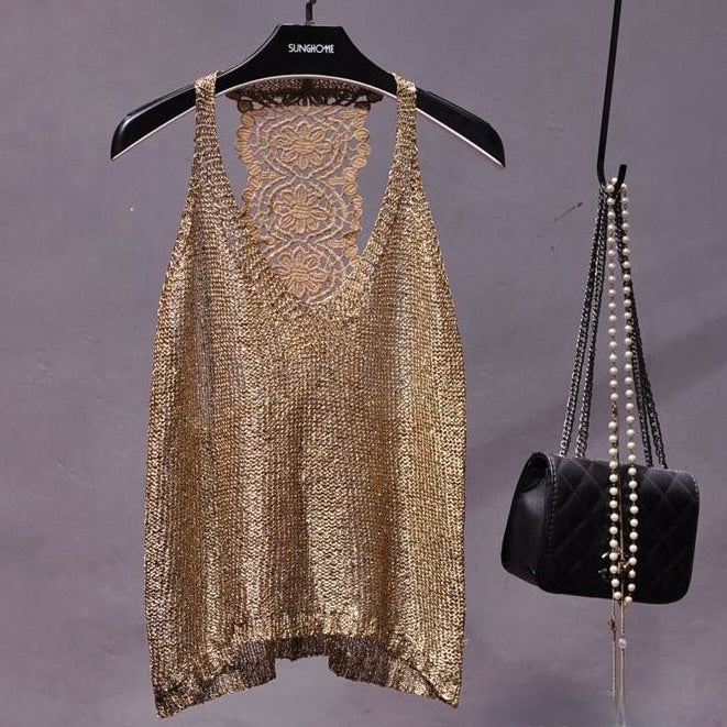 Stylish black sequin glamour top for women, ideal for elegant evening wear and parties.