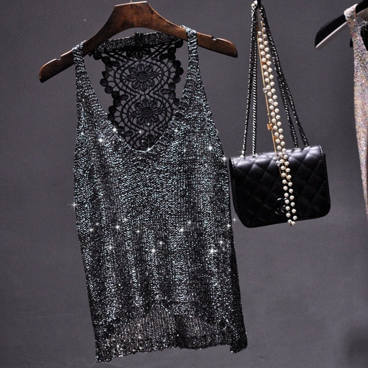 Chic pink sequin one-size top, sparkling and glamorous for women's evening fashion.