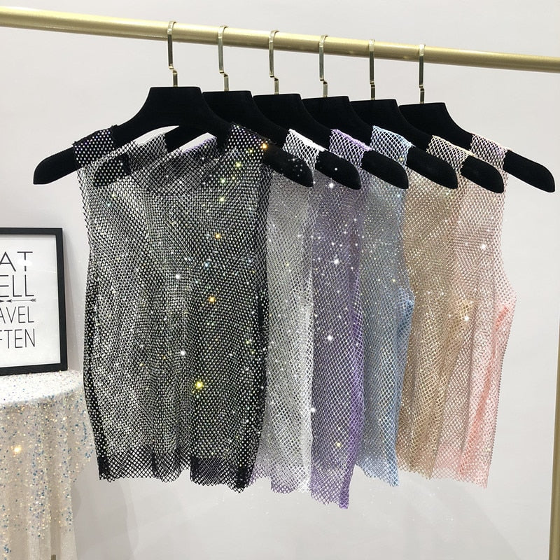Women's sparkling tank top, perfect for evening wear & glamorous night out fashion.
