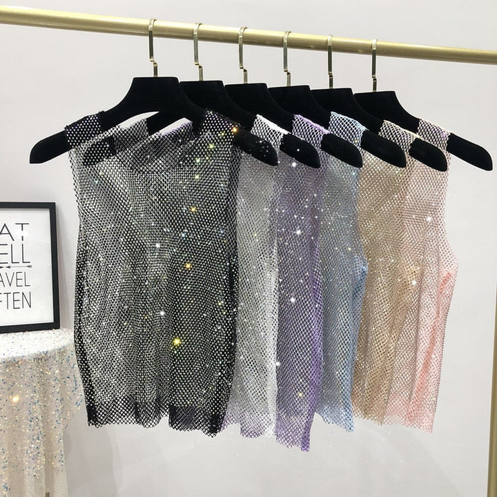 Women's sparkling tank top, perfect for evening wear & glamorous night out fashion.