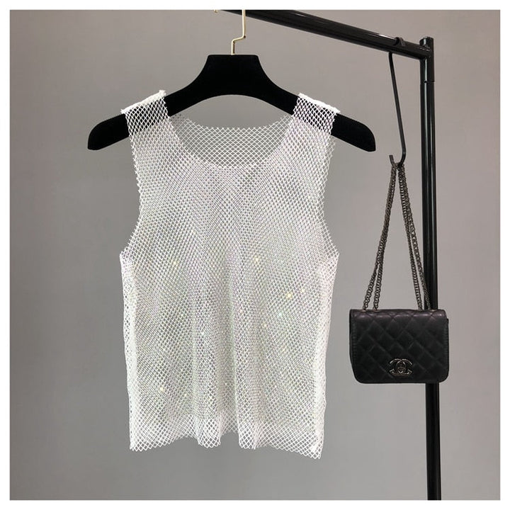 Sparkling party top for women, a glamorous embellished tank ideal for evening wear & night out.