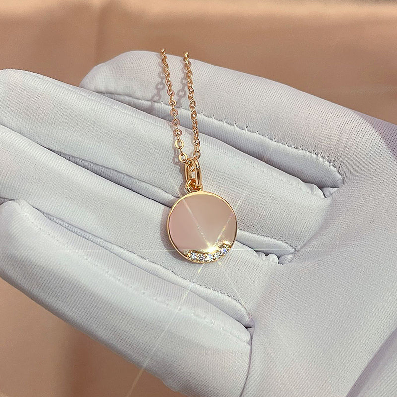 Sparkling zircon dangle necklace for women, elegant stainless steel hot charm jewelry, a dazzling fashion accessory.