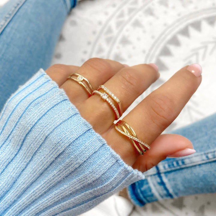 Dazzling zirconia solitaire ring for women. Gold plated sterling silver, a brilliant statement piece & elegant gift.