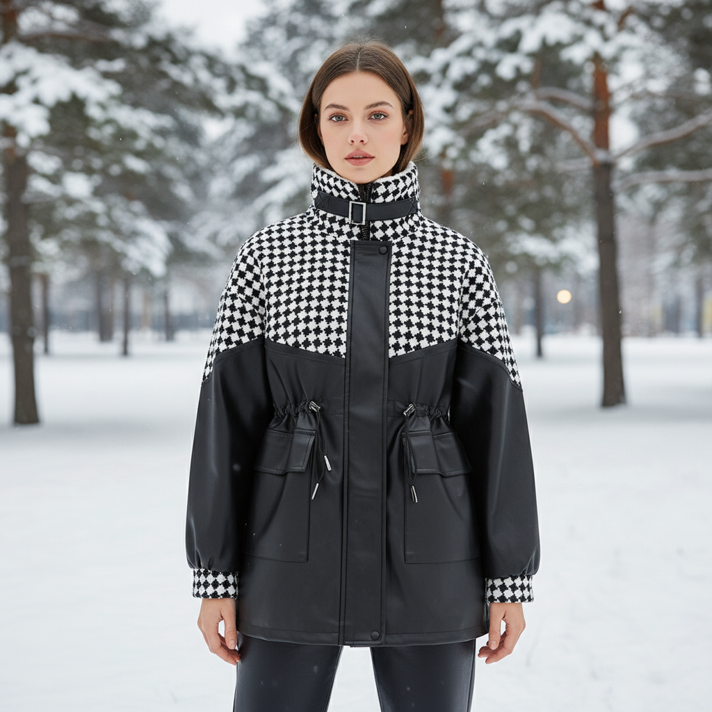 Women's sporty black zip-up plush lined jacket, perfect for winter and autumn casual wear.