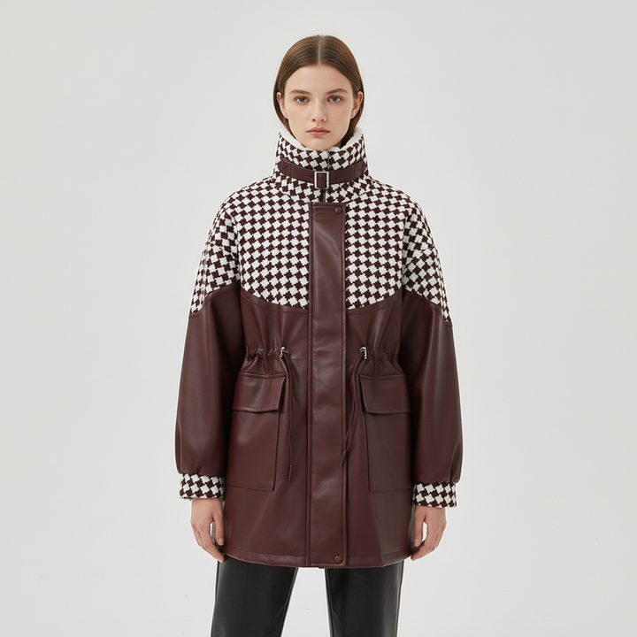Full-length image of the Women's Sporty Zip-Up Jacket, a warm winter coat with soft plush lining.