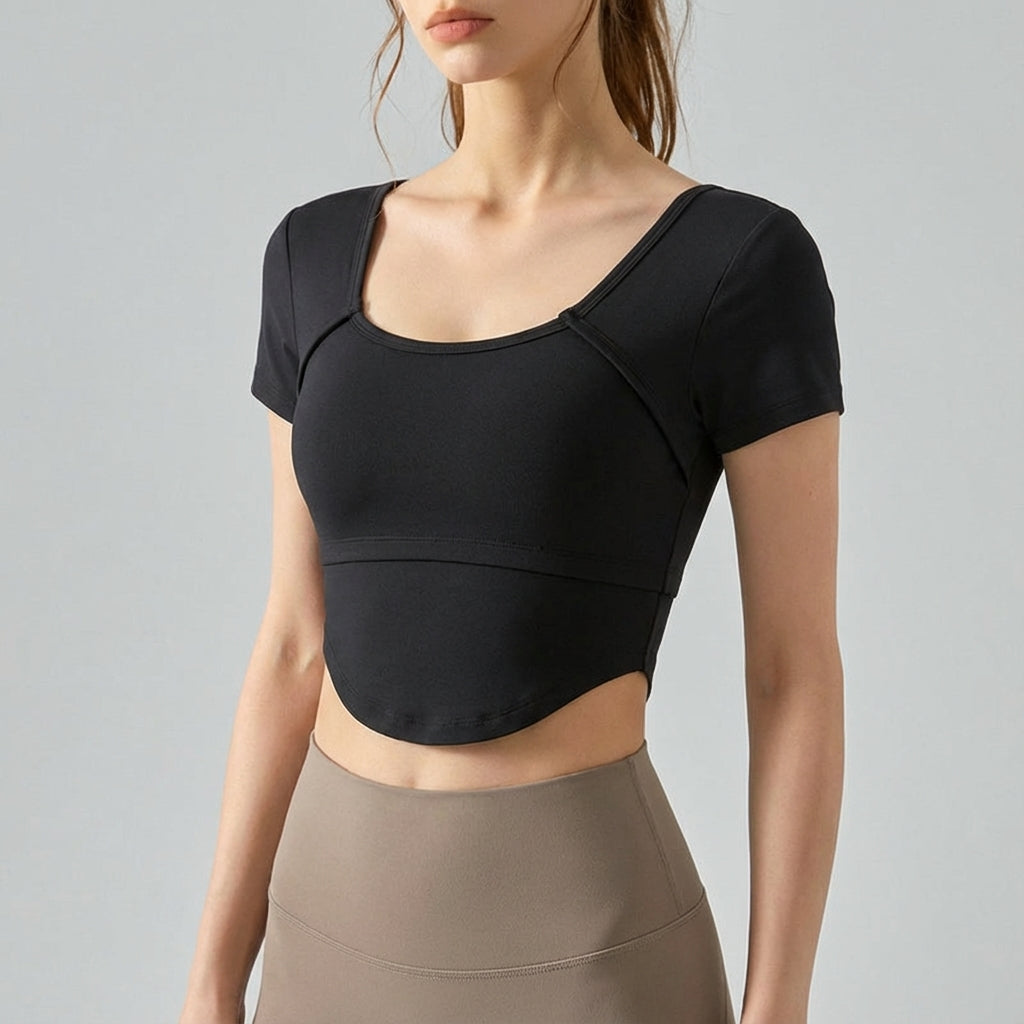 Athletic apparel: women's cropped tee, short sleeve, designed for comfort and style
