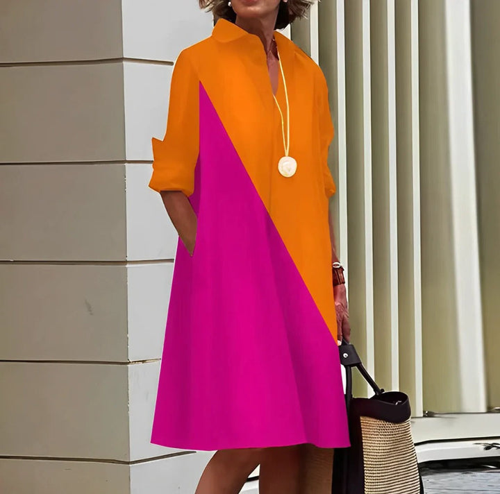 Elegant women's casual polo dress, a comfortable short sleeve summer dress for sporty everyday style.
