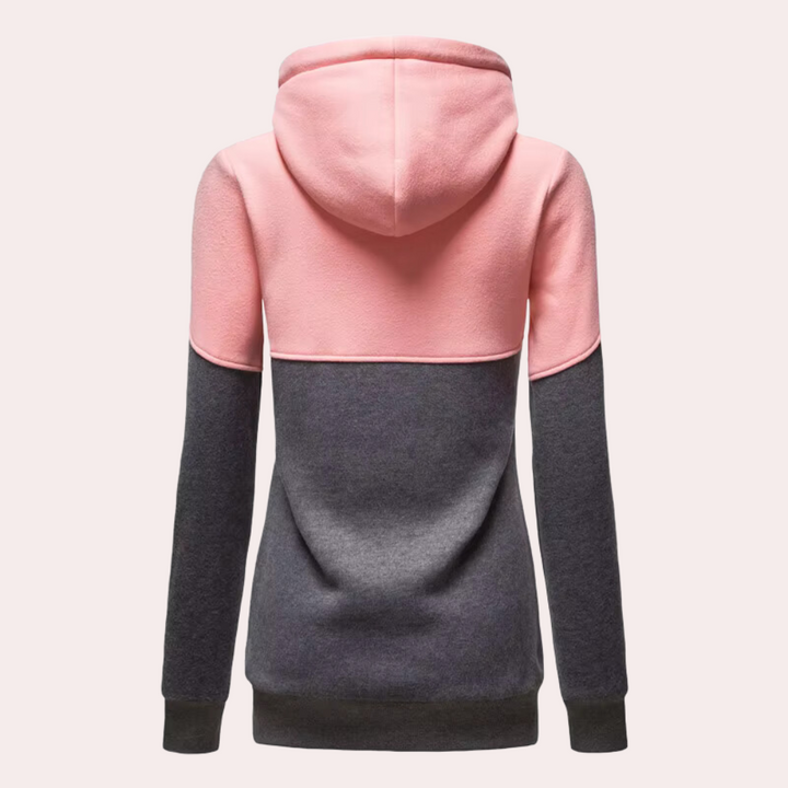 Casual women's zip-up jacket with hood, perfect for everyday wear in spring or fall.
