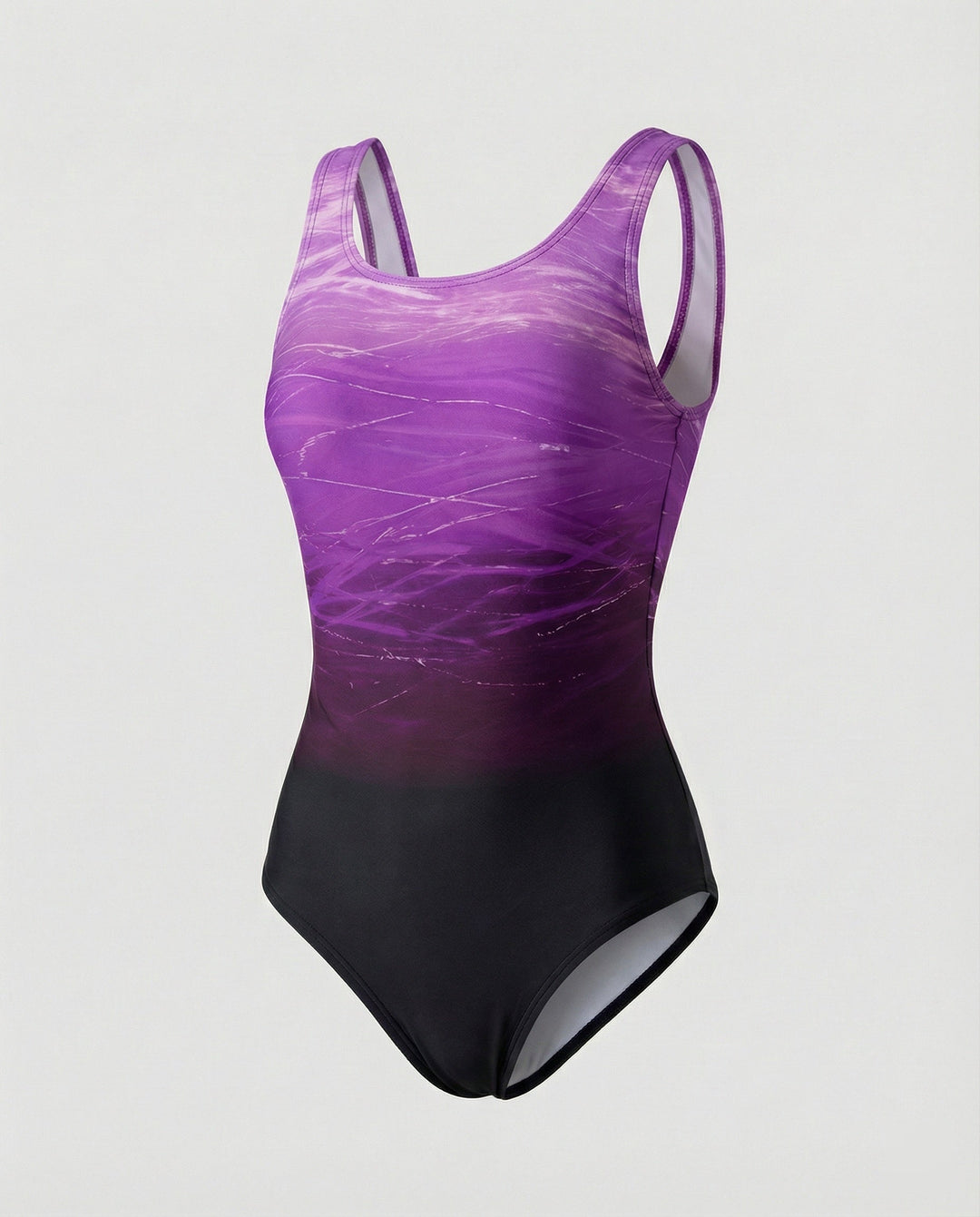Quick-dry sporty ombre one-piece swimsuit for women, excellent activewear for swimming and beach activities.