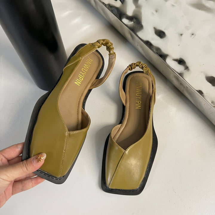Stylish square toe women's sandals with an adjustable slingback strap and sturdy block heel for support.