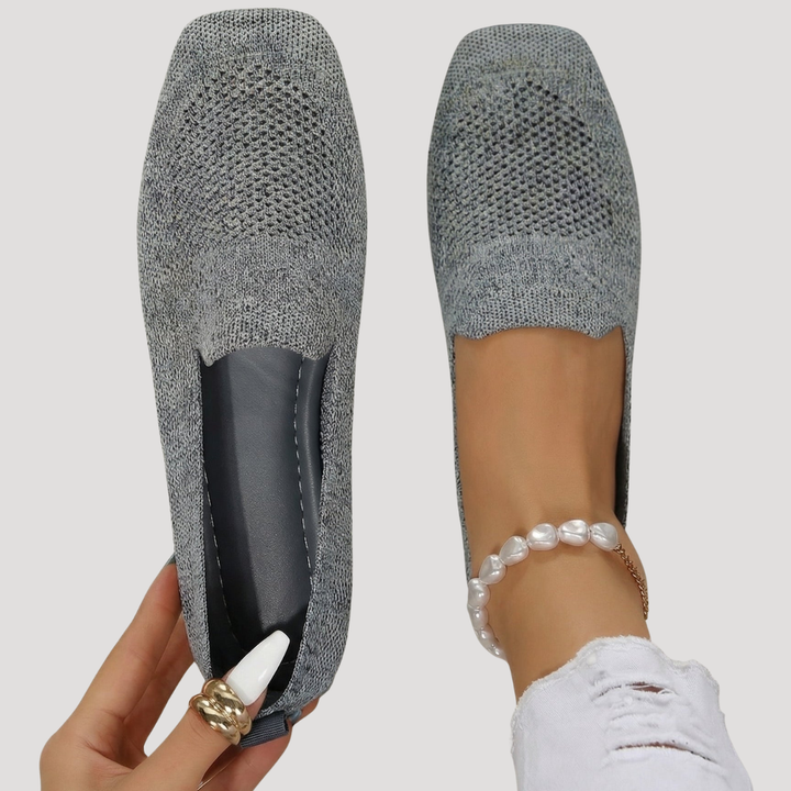 Women's square toe slip-on ballet flats, breathable & comfortable for daily wear.
