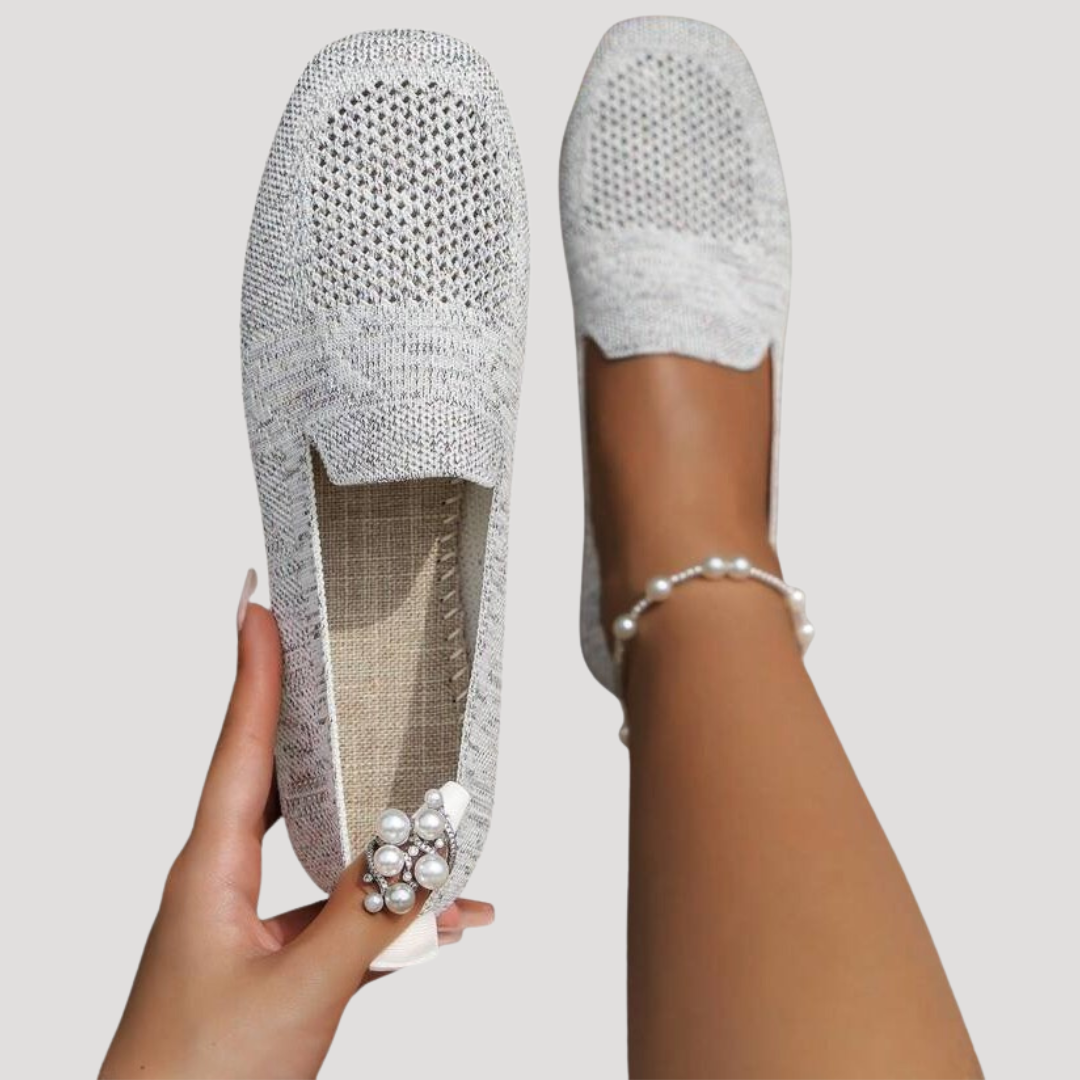 Breathable square toe slip-on flats for women, lightweight & comfy, great for spring/summer.