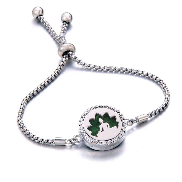 Elegant stainless steel essential oil diffuser bracelet for women's daily calming aromatherapy.