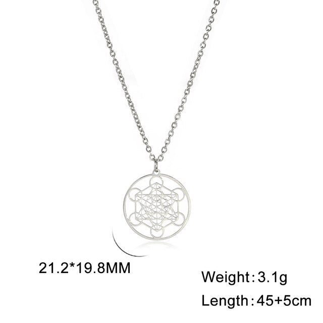 Detailed Archangel Seal charm necklace, sterling silver, offering spiritual protection. Women's spiritual jewelry.