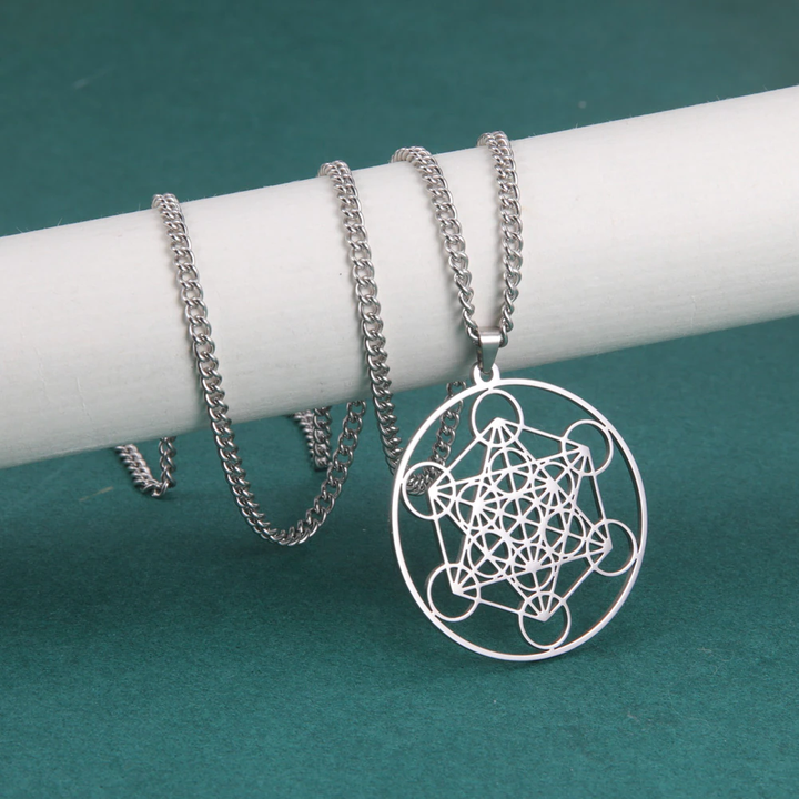 Stylish sterling silver Archangel Seal necklace, a powerful spiritual protection charm for women's collection.