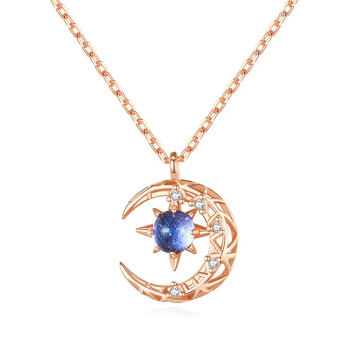 Elegant women's silver celestial jewelry featuring a half moon and star pendant, perfect fashion accessory or gift.
