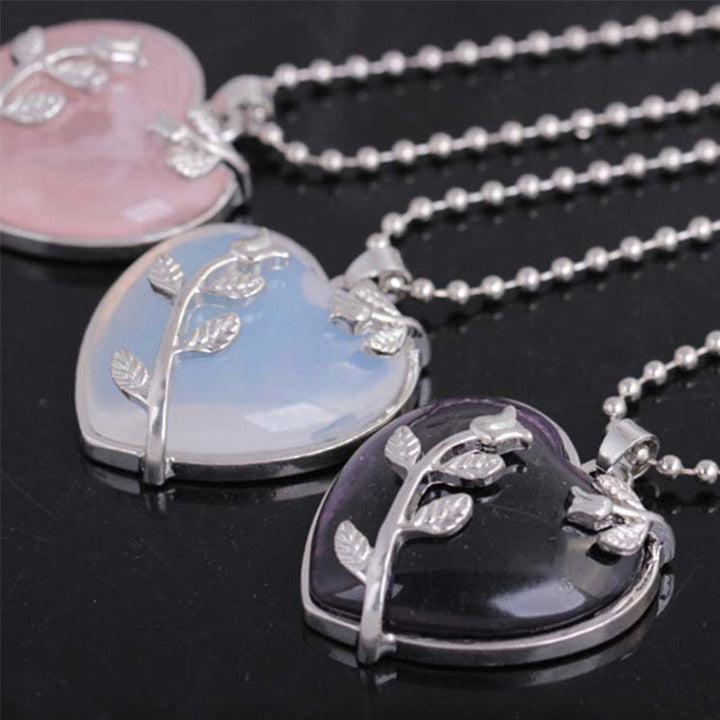 Fine gemstone heart necklace for women. Sterling silver, adjustable chain, perfect romantic gift idea.