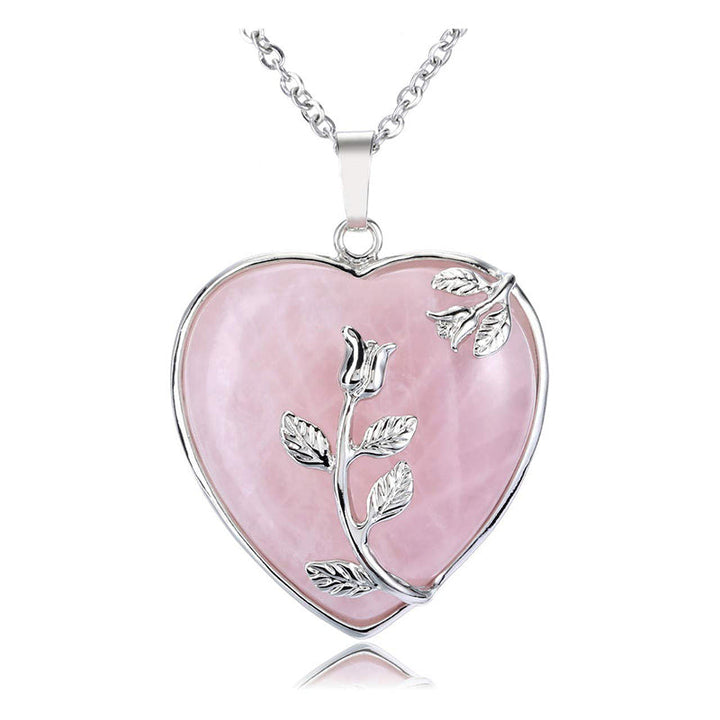 Rose quartz heart pendant necklace for women. Sterling silver, romantic gift, adjustable fine jewelry.