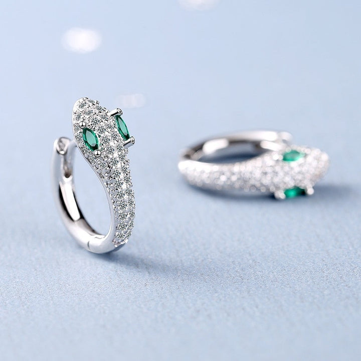 Exquisite women's Sterling Silver snake earrings, a unique and bold handcrafted animal jewelry design.