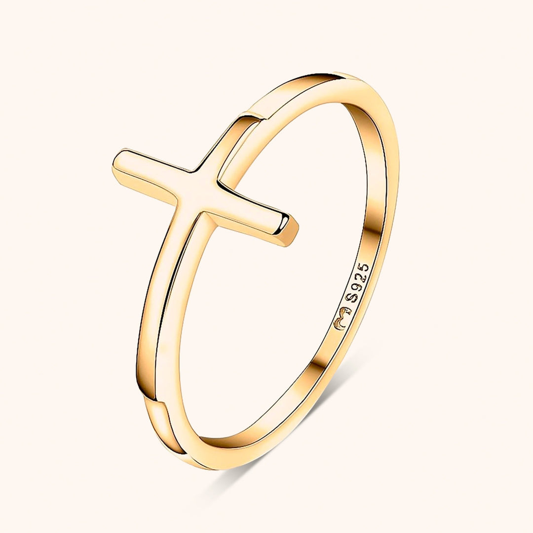 Amélie Collection women's sterling silver cross ring, a chic and spiritual jewelry item.