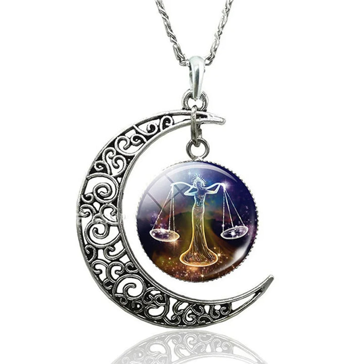Elegant women's celestial Moon necklace, a versatile zodiac accessory for daily wear.