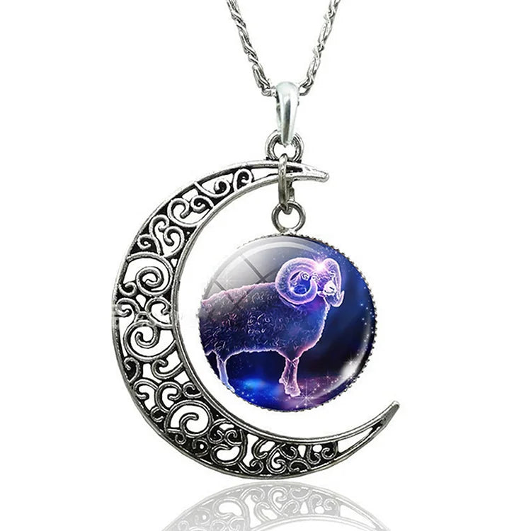 Trendy women's astrology Zodiac Moon pendant, a must-have celestial accessory.