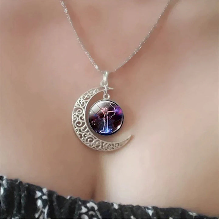 Sterling silver celestial Moon pendant necklace, ideal star sign jewelry gift for women.